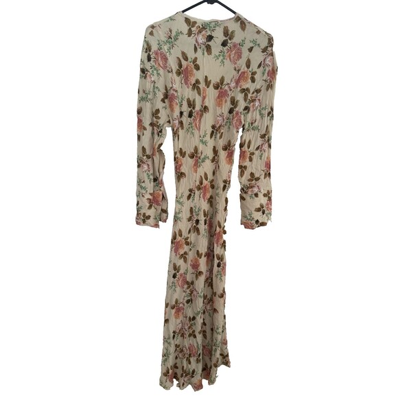 Zara Cream Floral Print Maxi Dress Women Size S Long Sleeve Romantic Flowy Boho - Picture 5 of 16